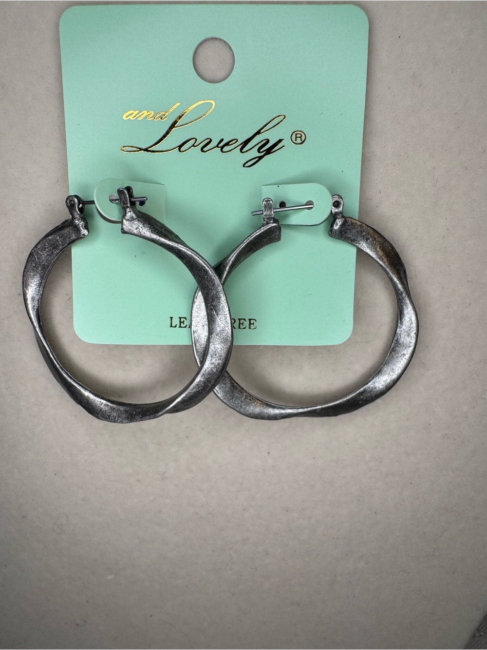 New And Lovely Silver Tone Distressed Hoop Earrings